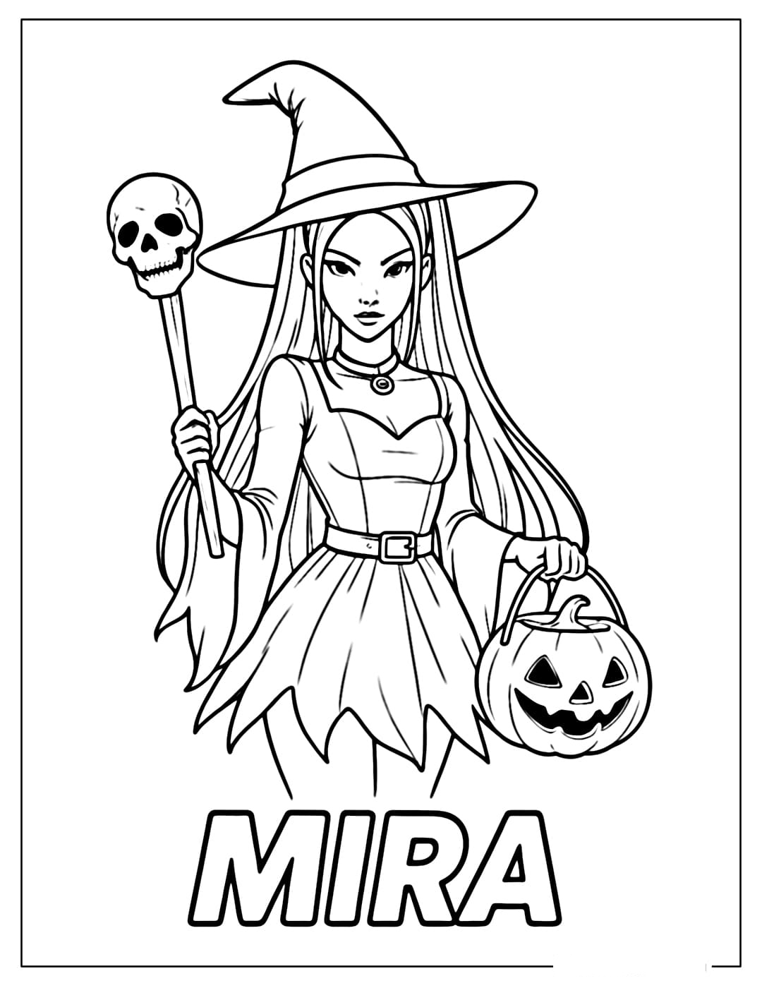 Fisa de colorat cu Halloween Mira KPop Demon Hunters 6